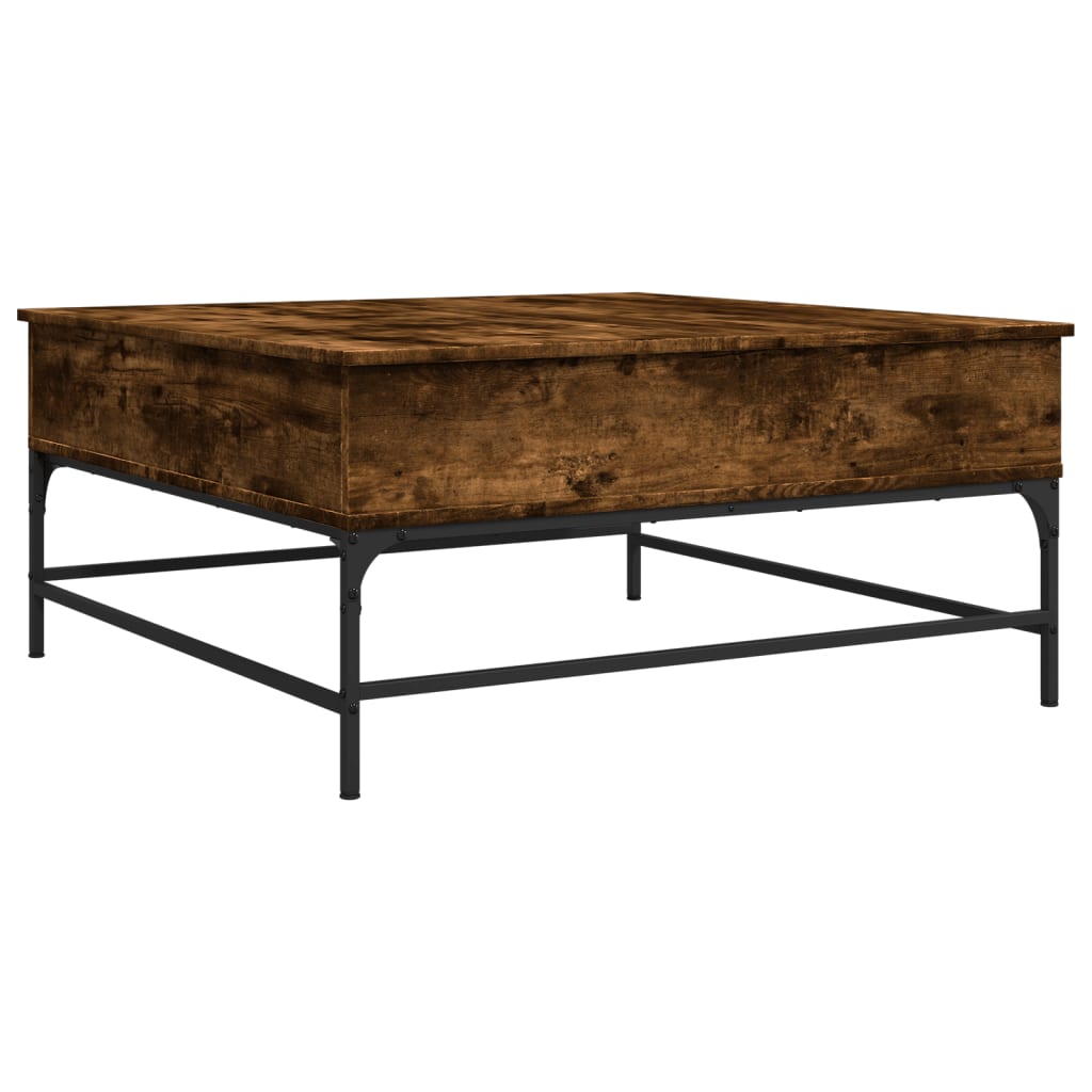 Table basse chêne fumé 95x95x45 cm bois d'ingénierie et métal - XIOS