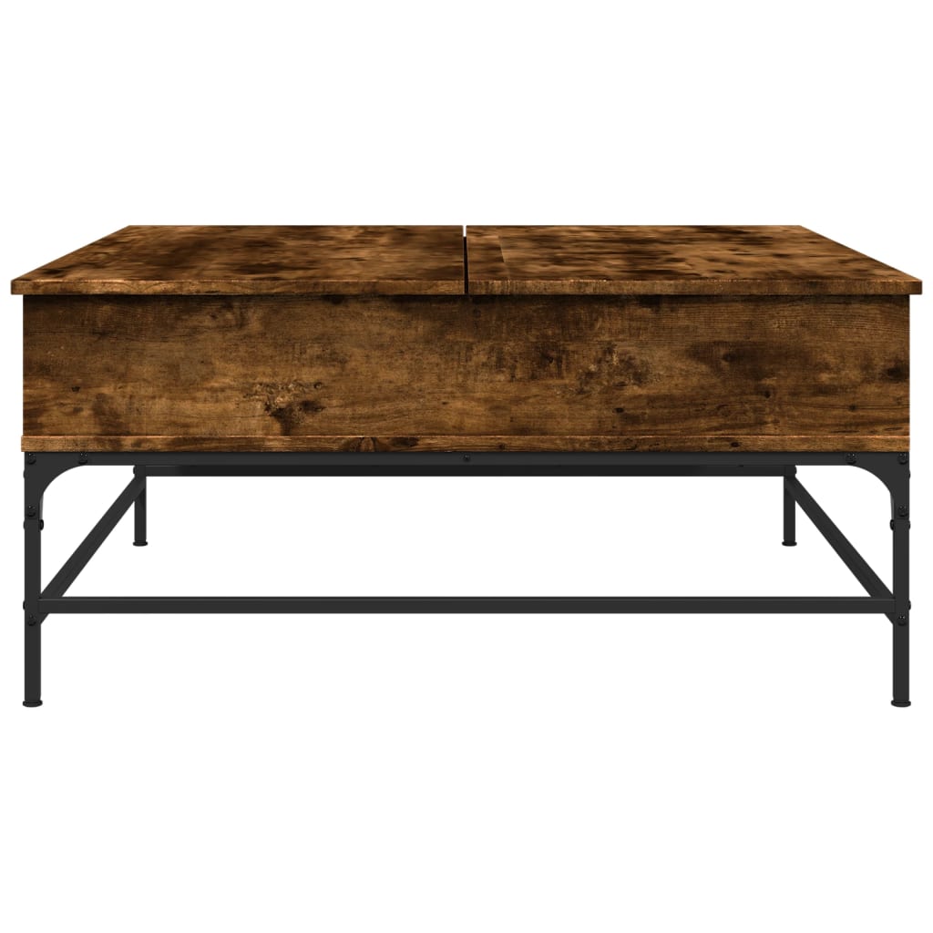 Table basse chêne fumé 95x95x45 cm bois d'ingénierie et métal - XIOS