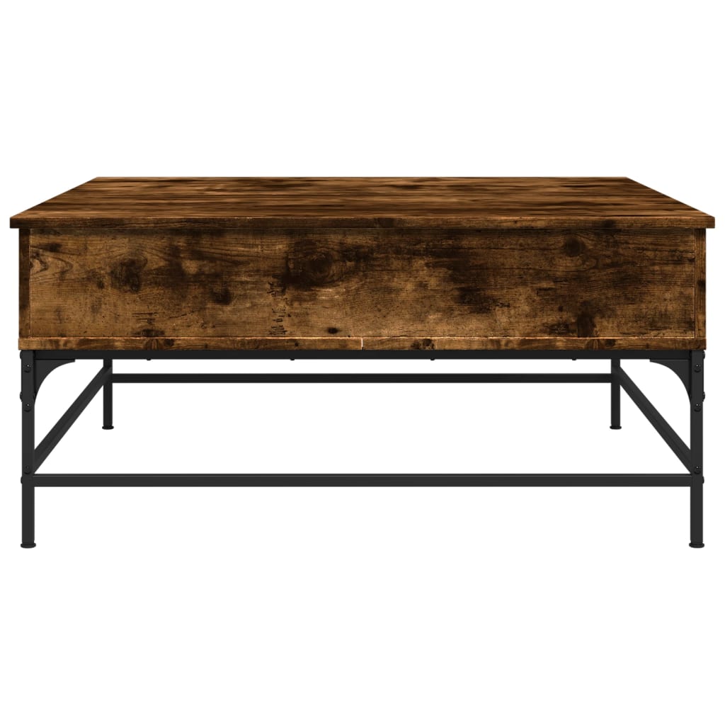 Table basse chêne fumé 95x95x45 cm bois d'ingénierie et métal - XIOS