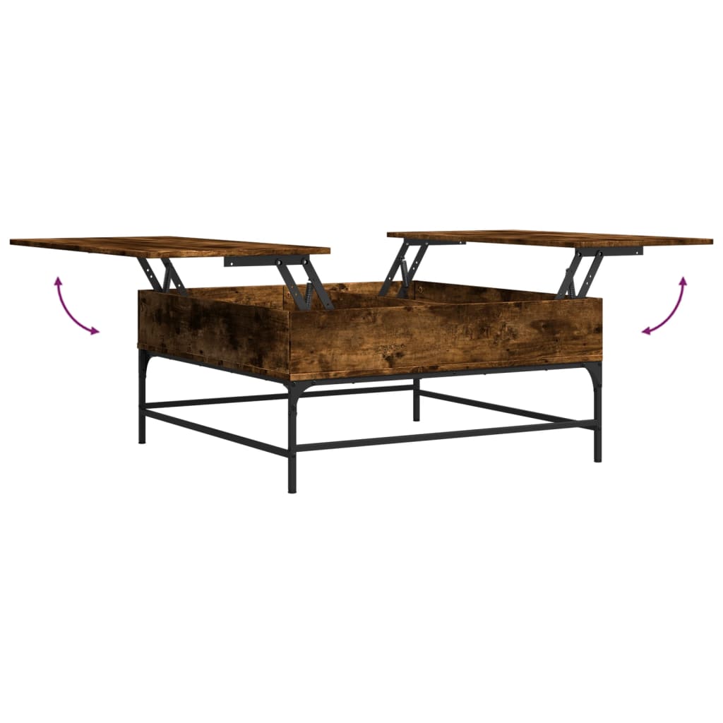 Table basse chêne fumé 95x95x45 cm bois d'ingénierie et métal - XIOS