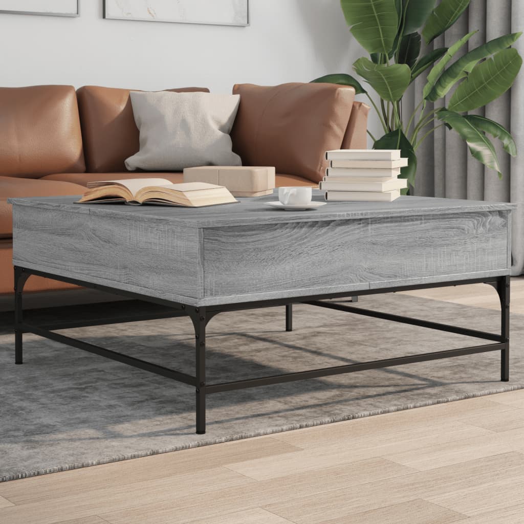 Table basse sonoma gris 95x95x45 cm bois d'ingénierie et métal - XIOS