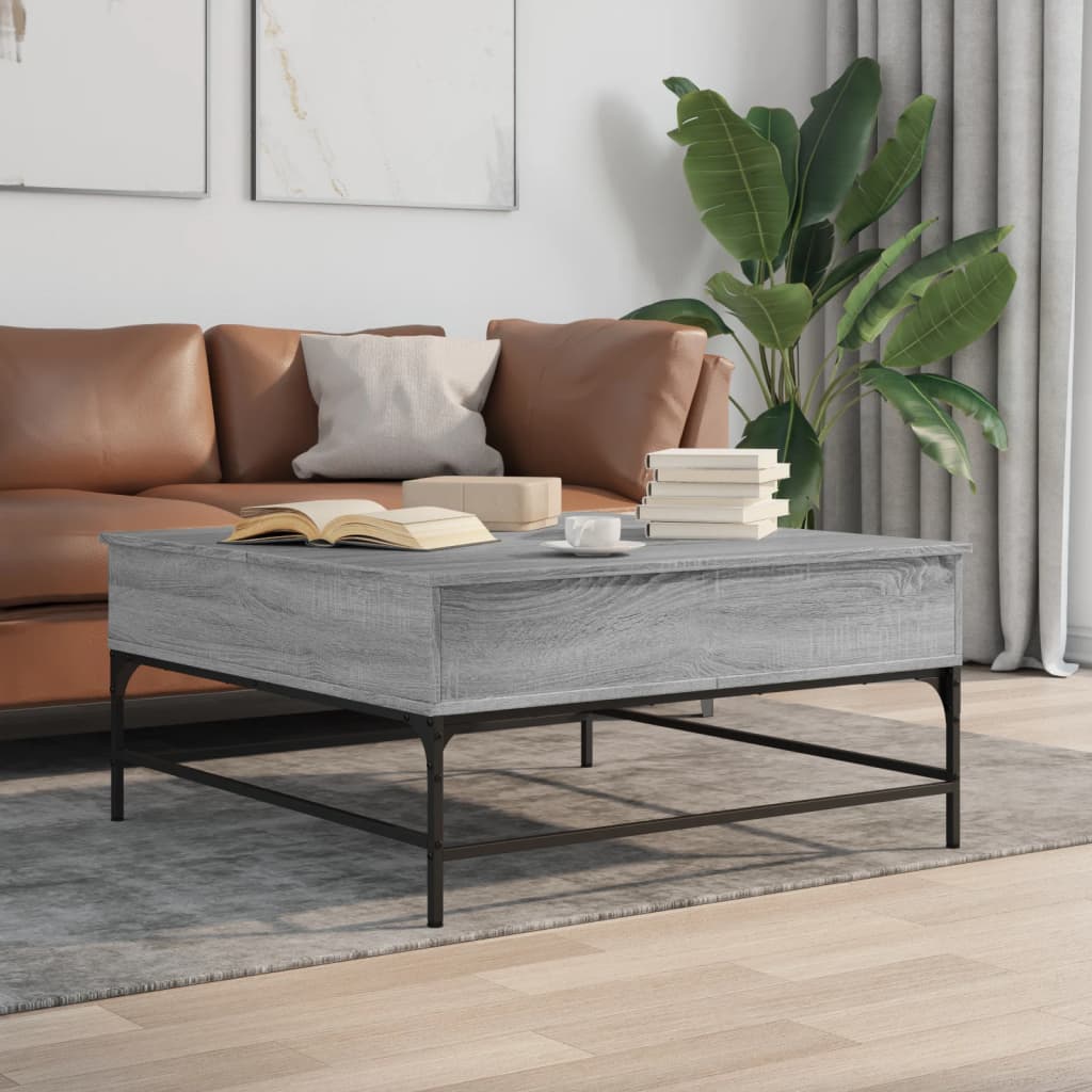 Table basse sonoma gris 95x95x45 cm bois d'ingénierie et métal - XIOS