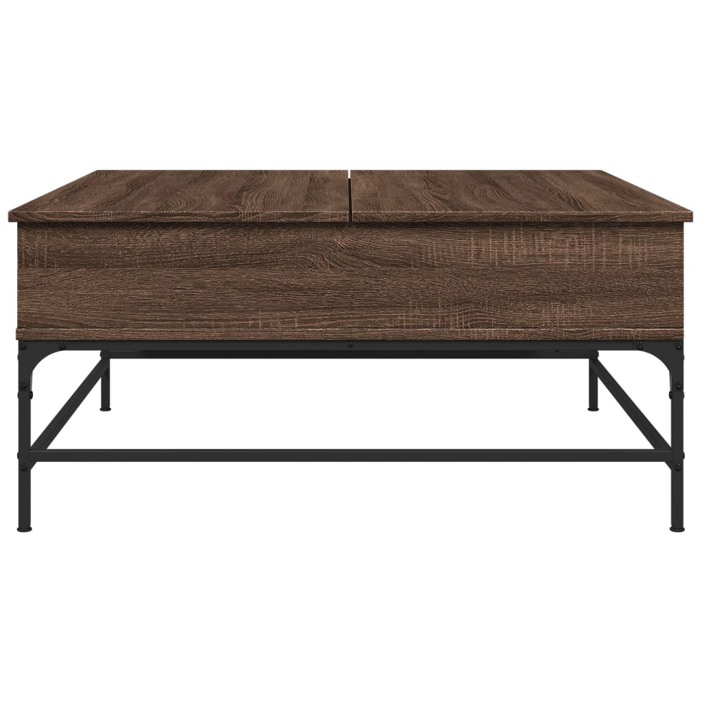 Table basse chêne marron 95x95x45 cm bois d'ingénierie et métal - XIOS