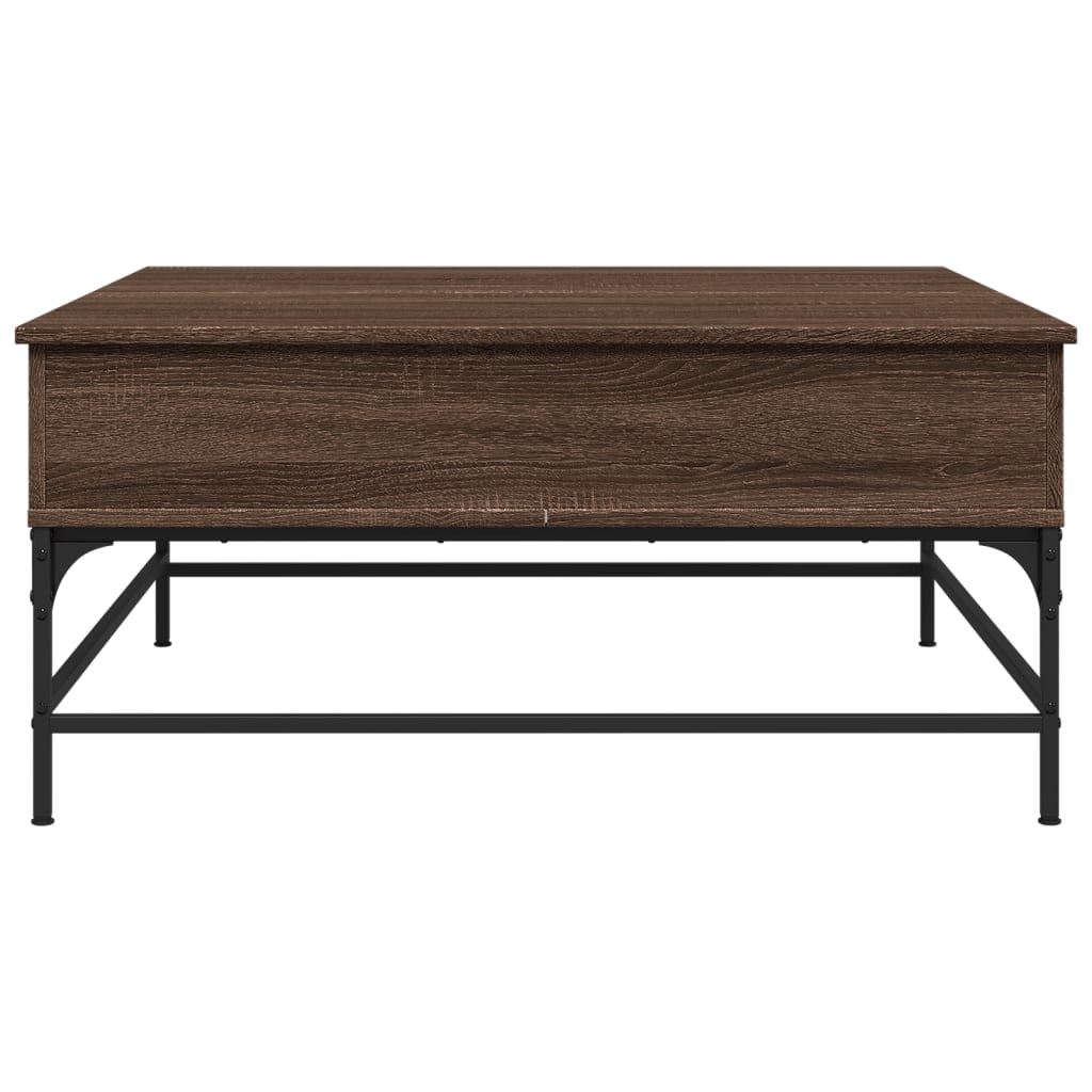 Table basse chêne marron 95x95x45 cm bois d'ingénierie et métal - XIOS