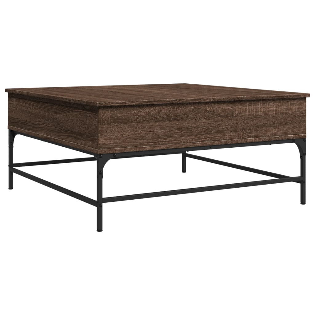 Table basse chêne marron 95x95x45 cm bois d'ingénierie et métal - XIOS