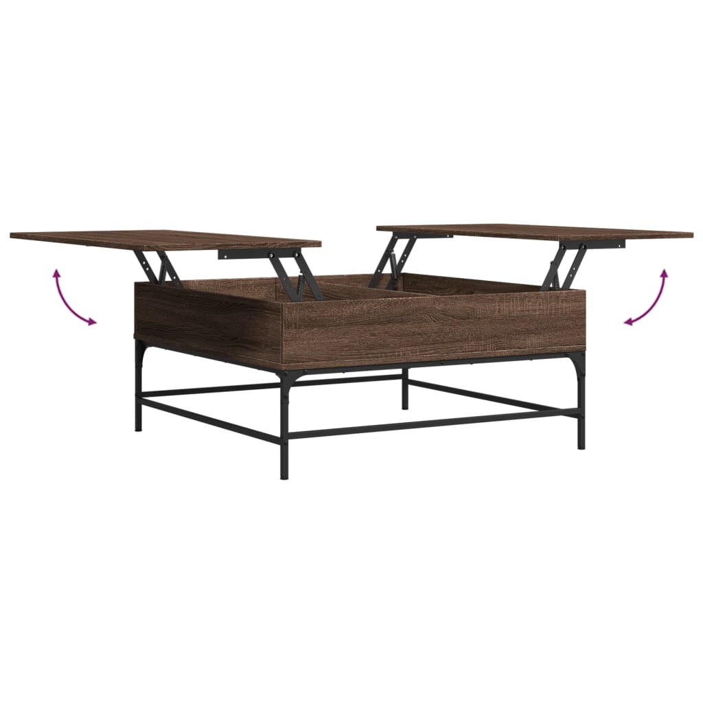 Table basse chêne marron 95x95x45 cm bois d'ingénierie et métal - XIOS