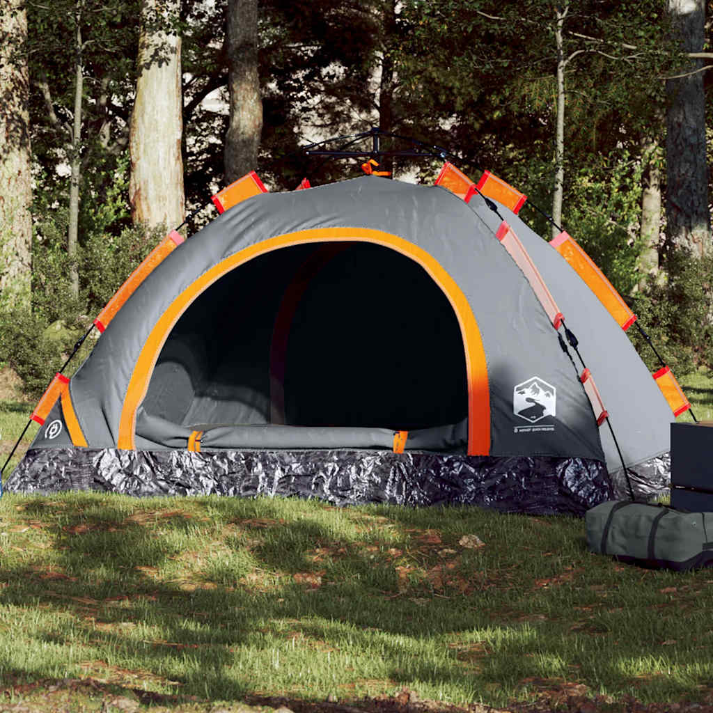 Tente de camping 4 personnes gris et orange libération rapide Tentes vidaXL