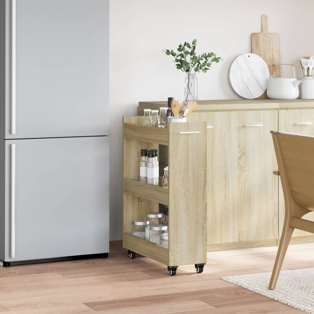 Armoire avec roues chêne sonoma 60x22x79 cm bois d'ingénierie