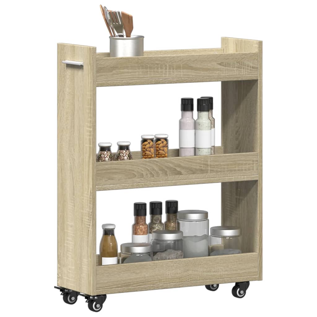 Armoire avec roues chêne sonoma 60x22x79 cm bois d'ingénierie