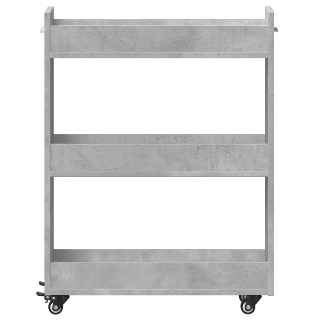 Armoire avec roues gris béton 60x22x79 cm bois d'ingénierie