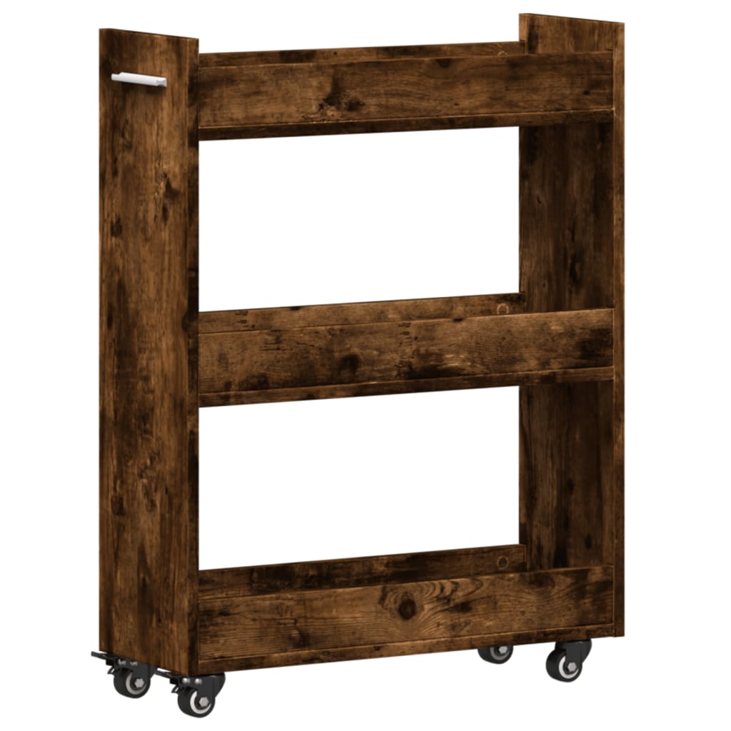 Armoire avec roues chêne fumé 60x22x79 cm bois d'ingénierie