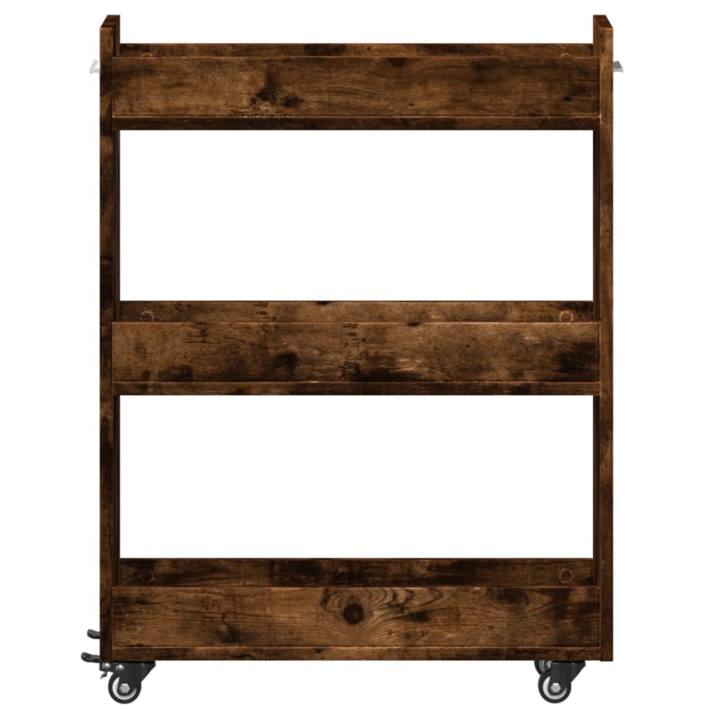 Armoire avec roues chêne fumé 60x22x79 cm bois d'ingénierie