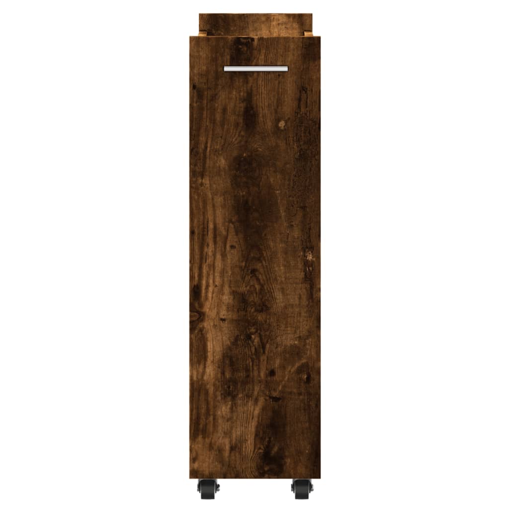 Armoire avec roues chêne fumé 60x22x79 cm bois d'ingénierie