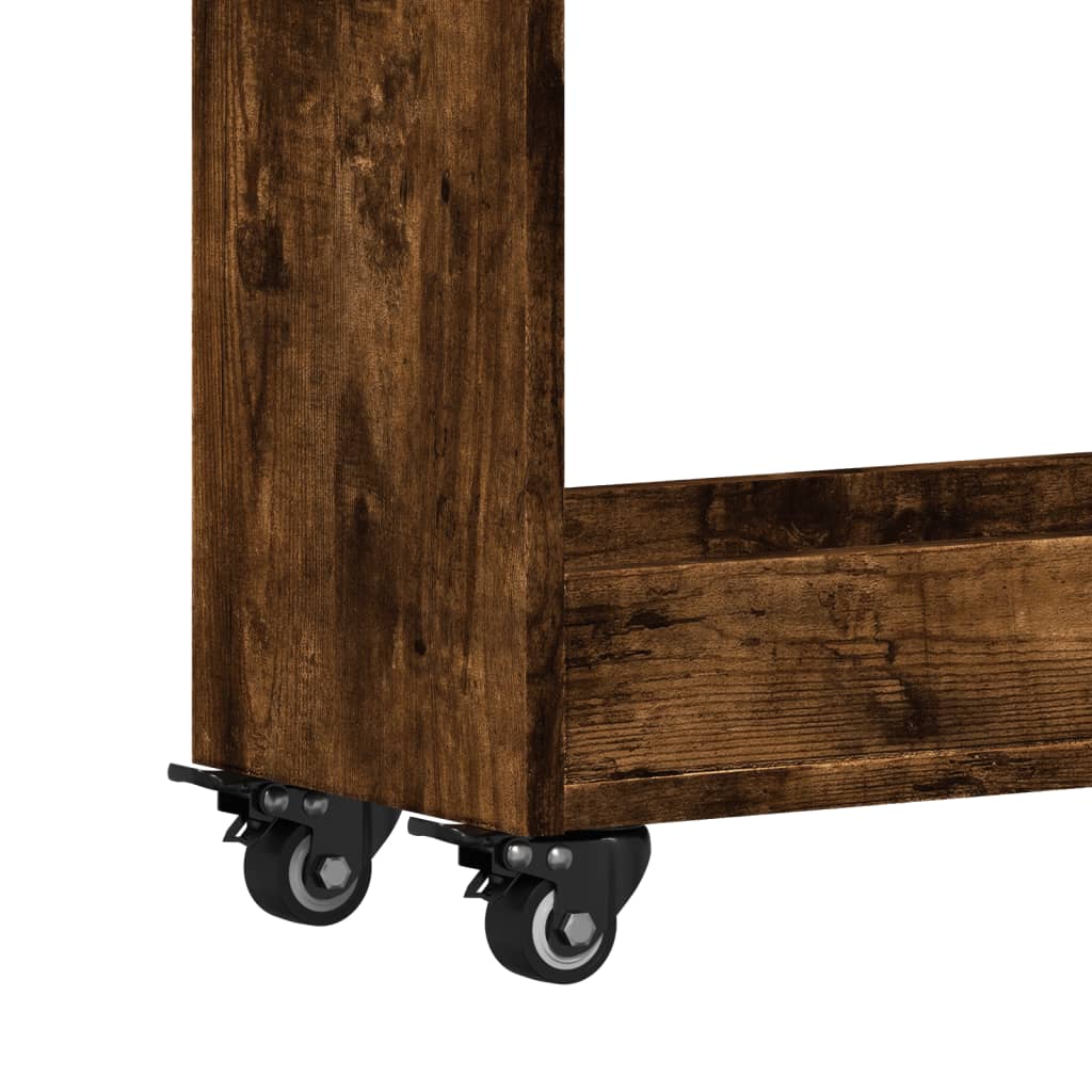 Armoire avec roues chêne fumé 60x22x79 cm bois d'ingénierie