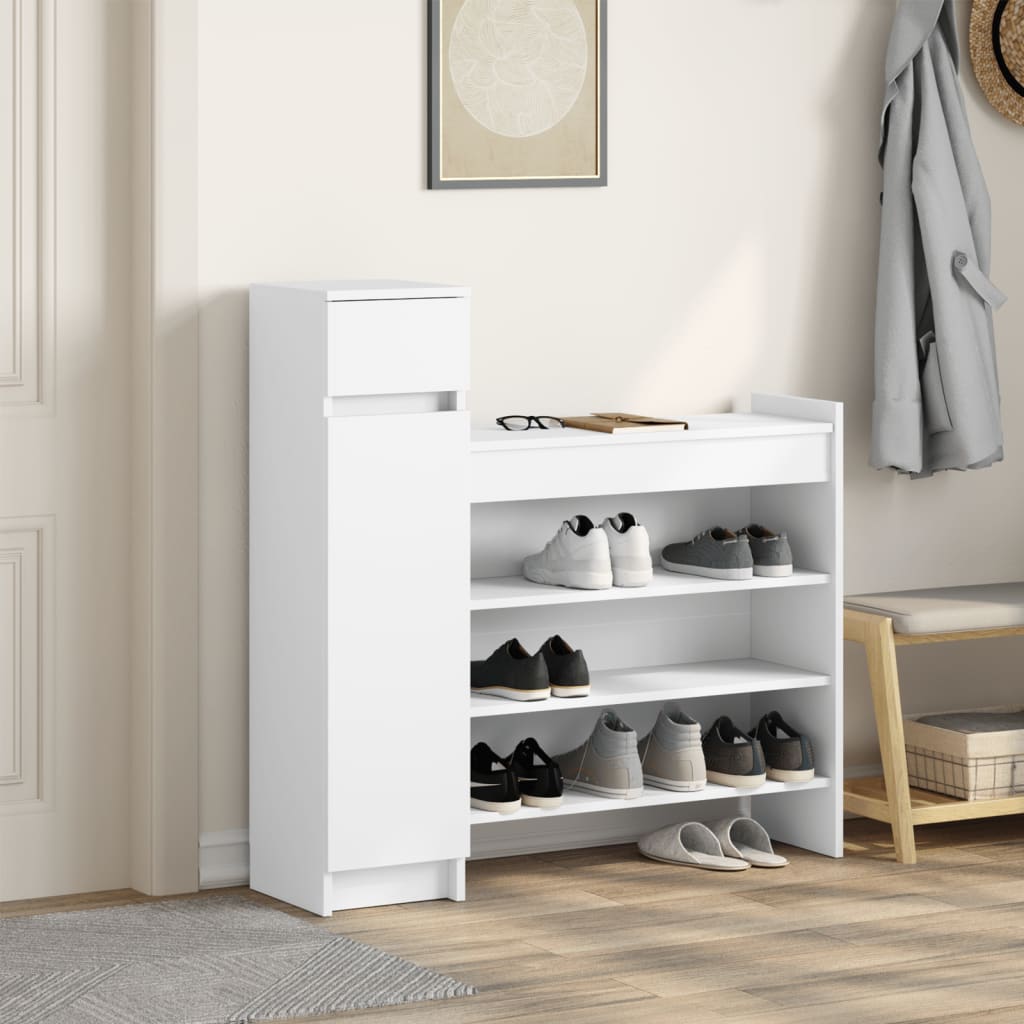 Armoire à chaussures blanc 100,5x28x100 cm bois d'ingénierie - XIOS