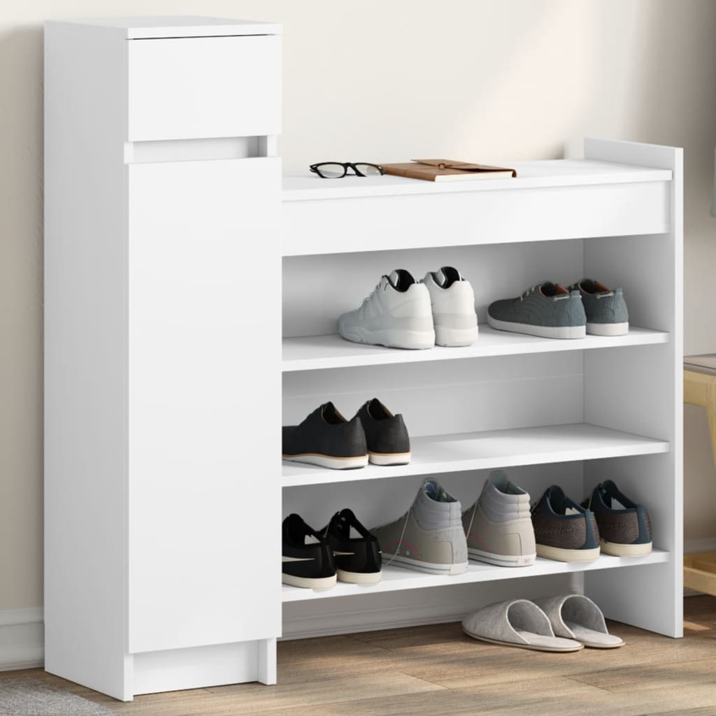 Armoire à chaussures blanc 100,5x28x100 cm bois d'ingénierie - XIOS