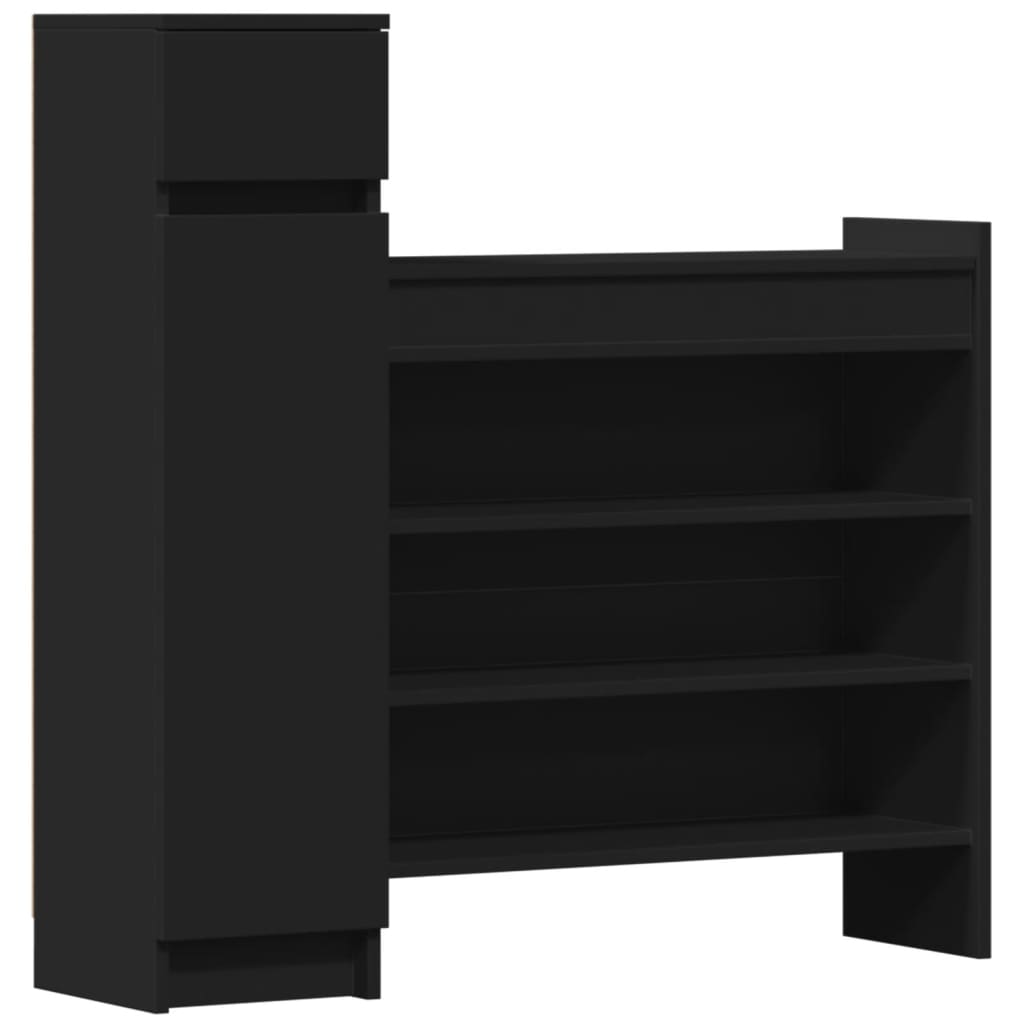 Armoire à chaussures noir 100,5x28x100 cm bois d'ingénierie - XIOS