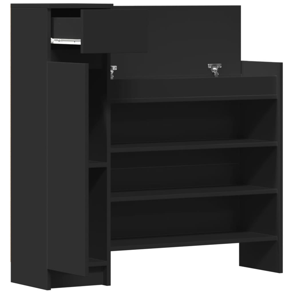 Armoire à chaussures noir 100,5x28x100 cm bois d'ingénierie - XIOS