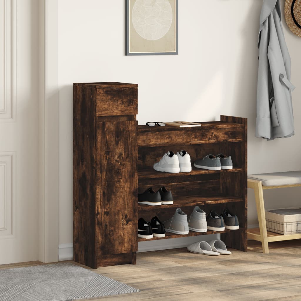 Armoire à chaussures chêne fumé bois d'ingénierie - XIOS