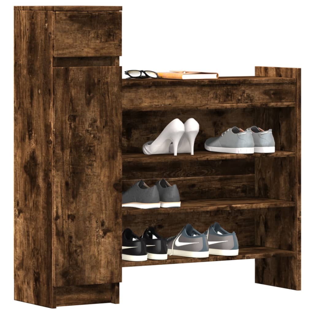 Armoire à chaussures chêne fumé bois d'ingénierie - XIOS