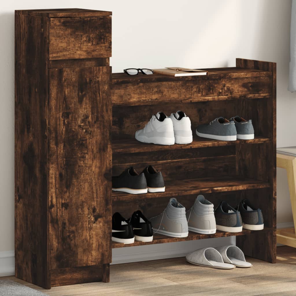 Armoire à chaussures chêne fumé bois d'ingénierie - XIOS