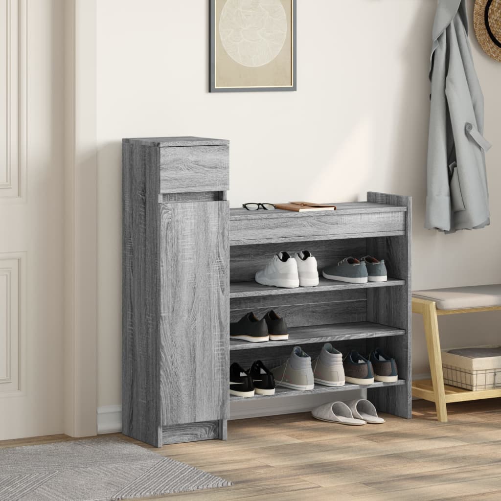 Armoire à chaussures sonoma gris bois d'ingénierie - XIOS