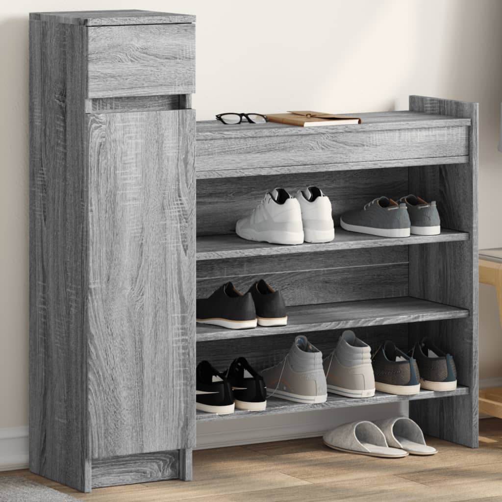 Armoire à chaussures sonoma gris bois d'ingénierie - XIOS