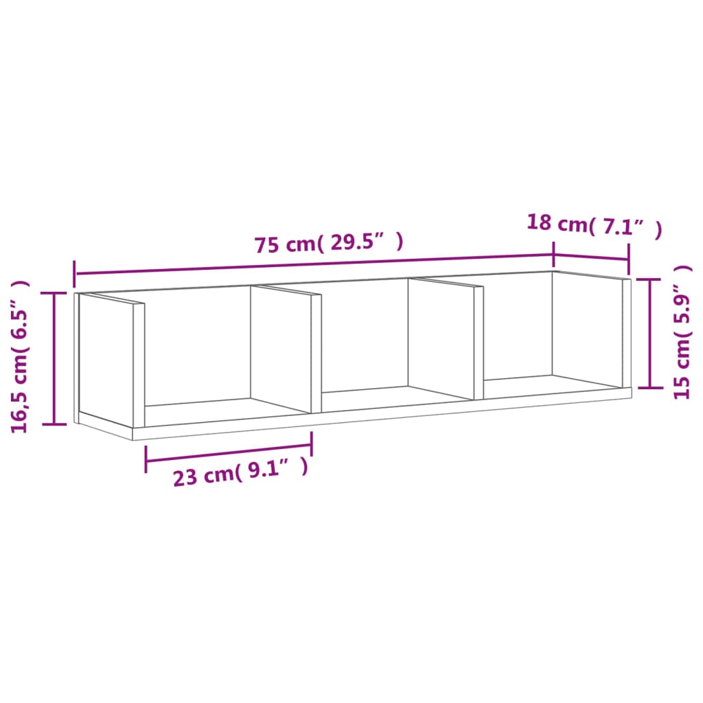 Armoire murale sonoma gris 75x18x16,5 cm bois d'ingénierie - XIOS