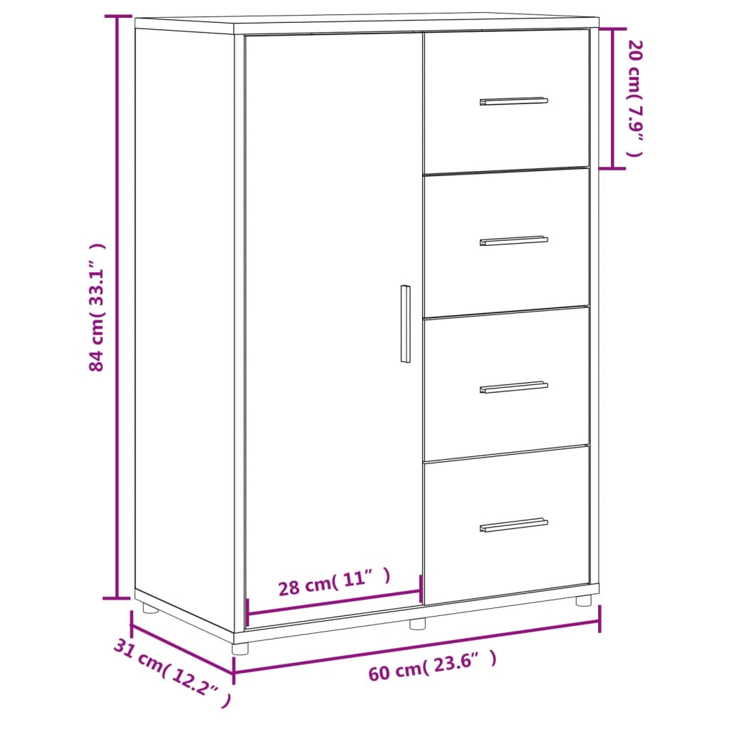 Buffet chêne marron 60x31x84 cm bois d'ingénierie - XIOS