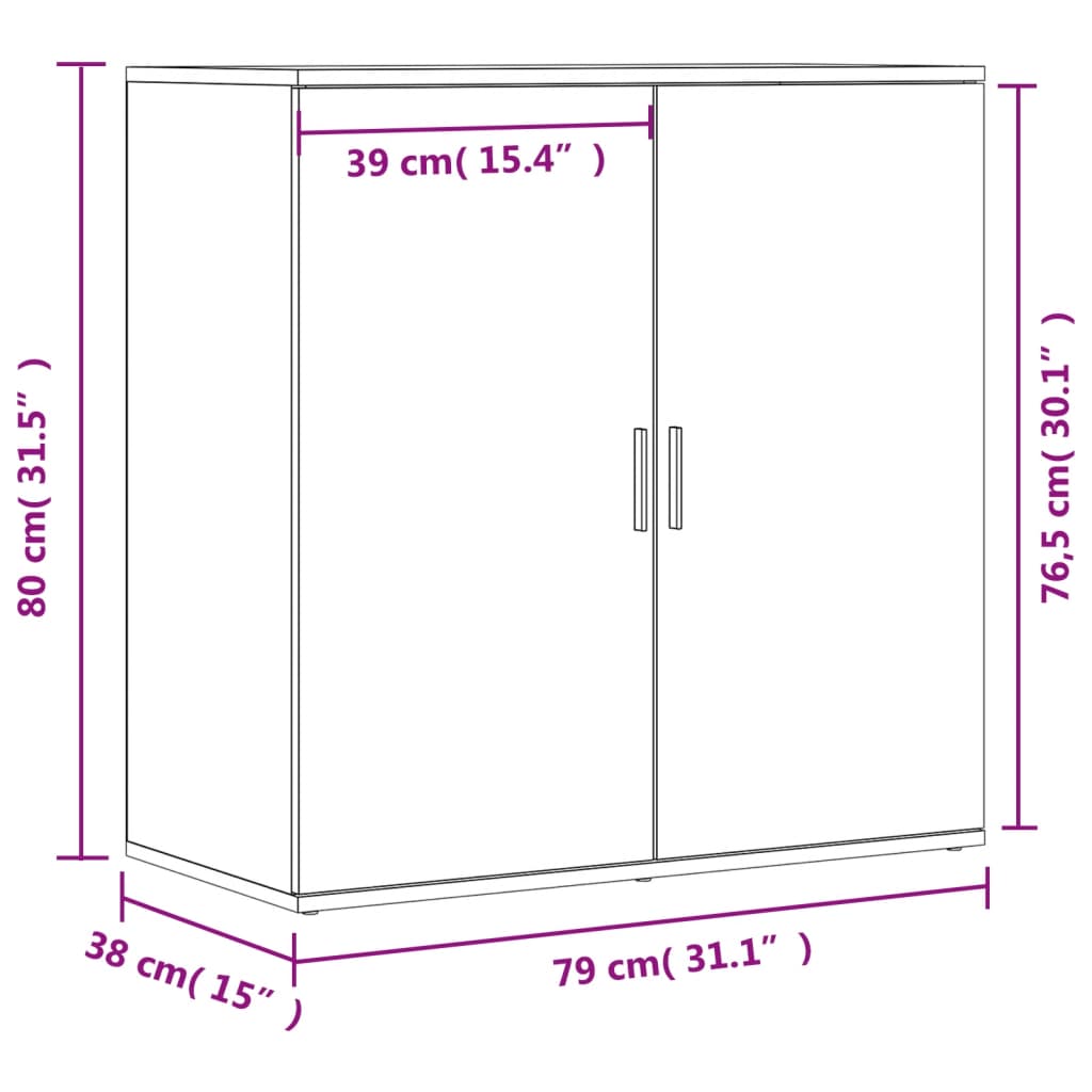 Buffet chêne sonoma 79x38x80 cm bois d'ingénierie - XIOS