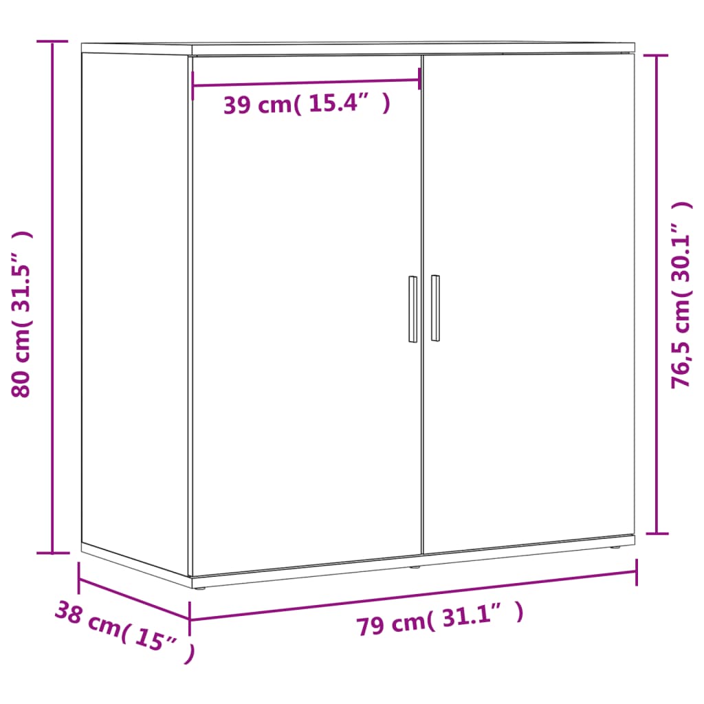 Buffet gris béton 79x38x80 cm bois d'ingénierie - XIOS