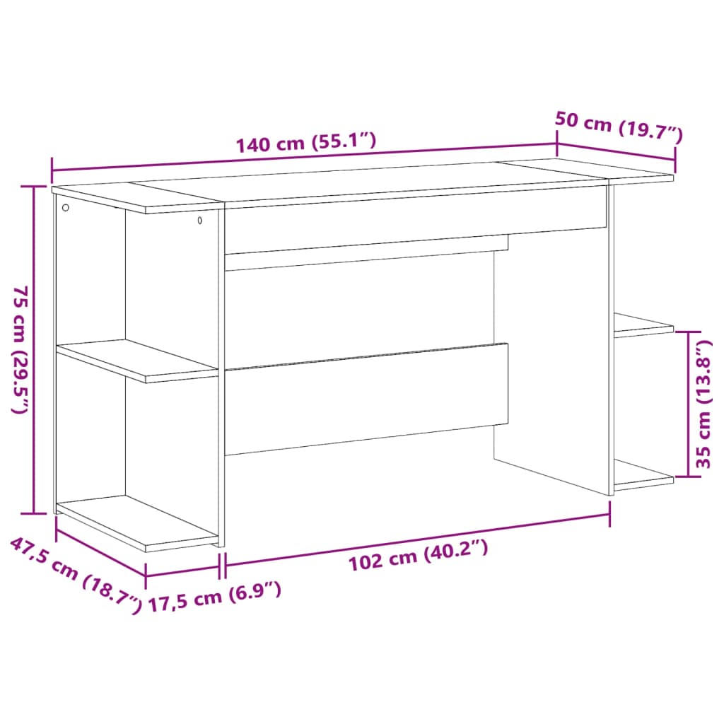 Bureau noir 140x50x75 cm bois d'ingénierie Bureaux vidaXL   