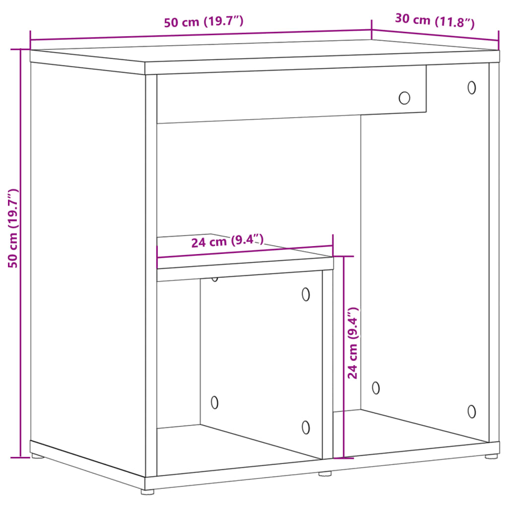Table d'appoint Noir 50x30x50 cm Bois d'ingénierie - XIOS