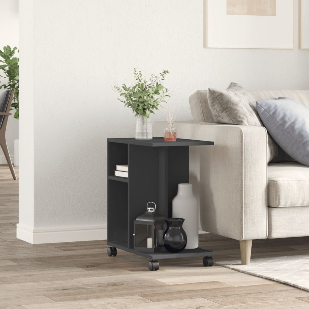 Table d'appoint avec roues noir 50x30x55 cm bois d'ingénierie - XIOS