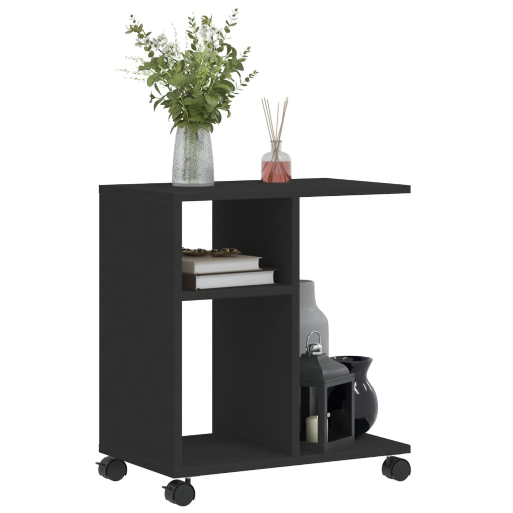 Table d'appoint avec roues noir 50x30x55 cm bois d'ingénierie - XIOS