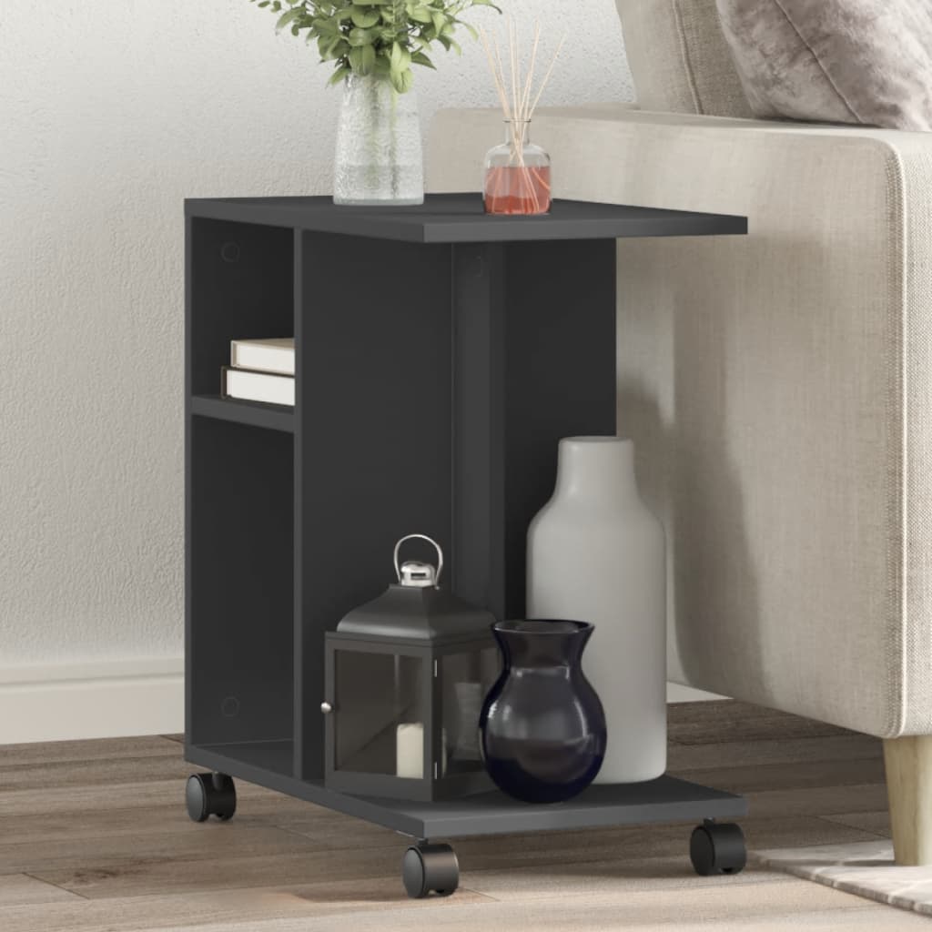 Table d'appoint avec roues noir 50x30x55 cm bois d'ingénierie - XIOS