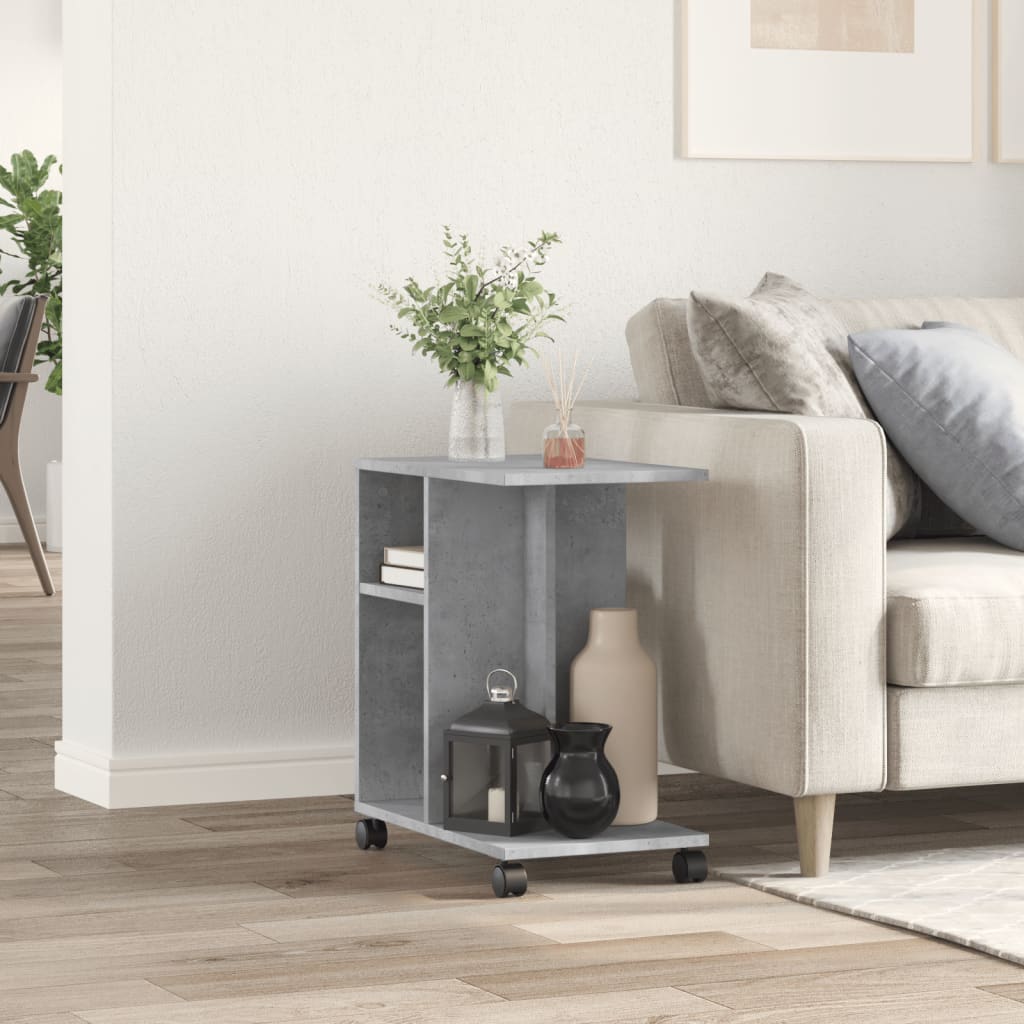 Table d'appoint avec roues gris béton bois d'ingénierie - XIOS