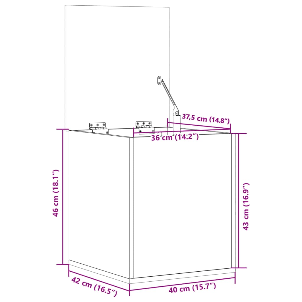 Boîte de rangement blanc 40x42x46 cm bois d'ingénierie Coffres de rangement vidaXL