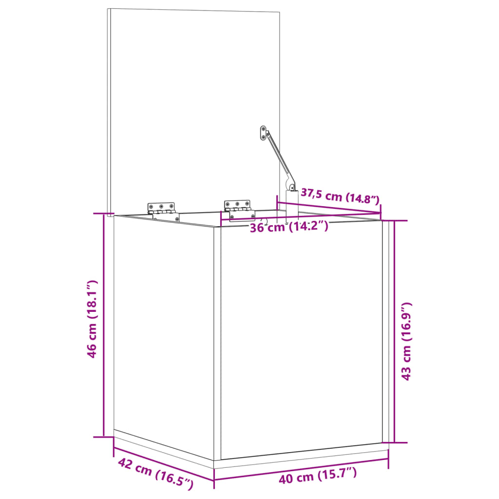 Boîte de rangement gris béton 40x42x46 cm bois d'ingénierie Coffres de rangement vidaXL