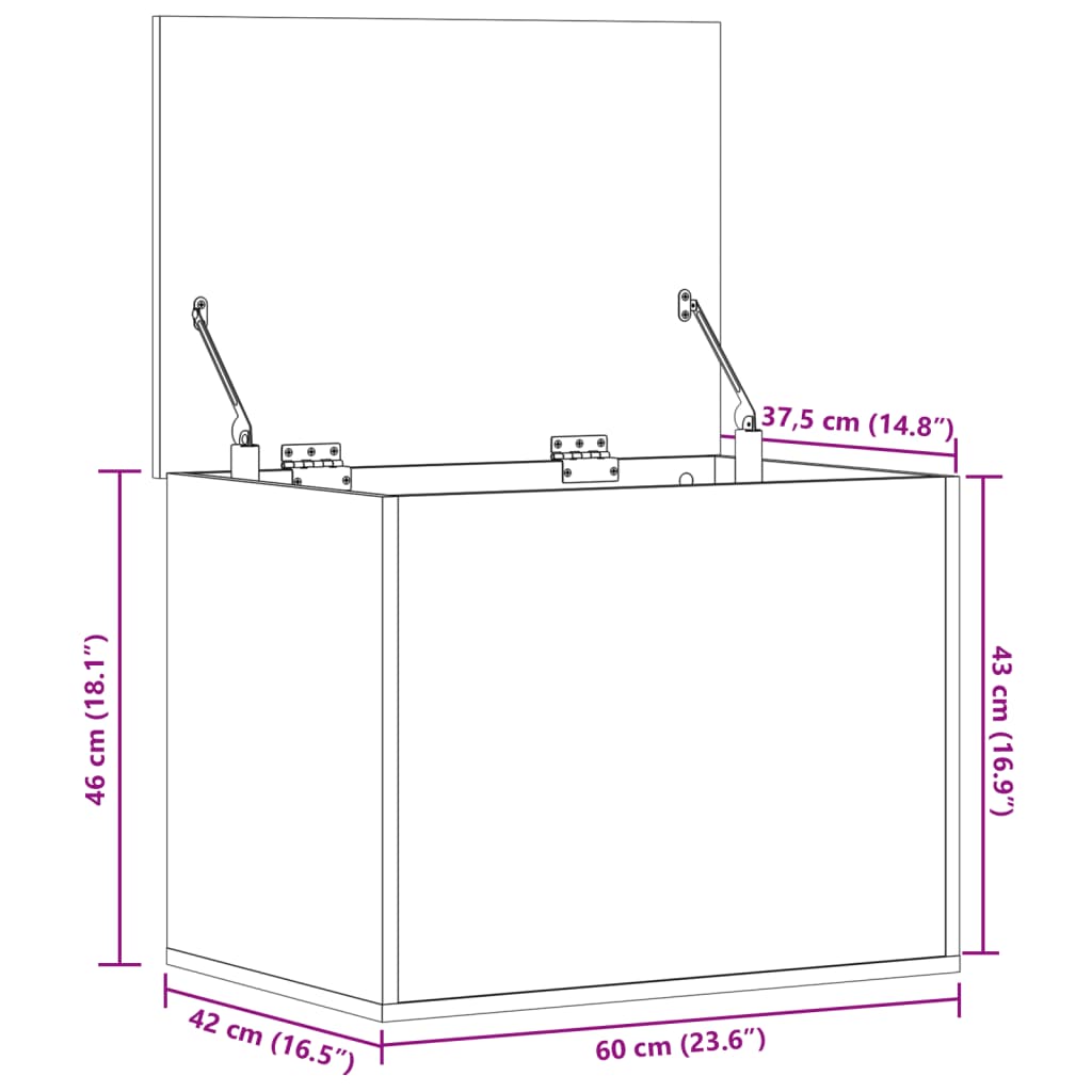 Boîte de rangement gris béton 60x42x46 cm bois d'ingénierie - XIOS