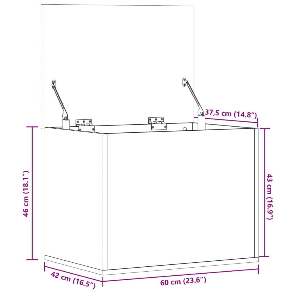 Boîte de rangement chêne fumé 60x42x46 cm bois d'ingénierie - XIOS