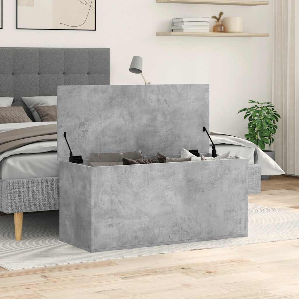 Boîte de rangement gris béton 100x42x46 cm bois d'ingénierie - XIOS