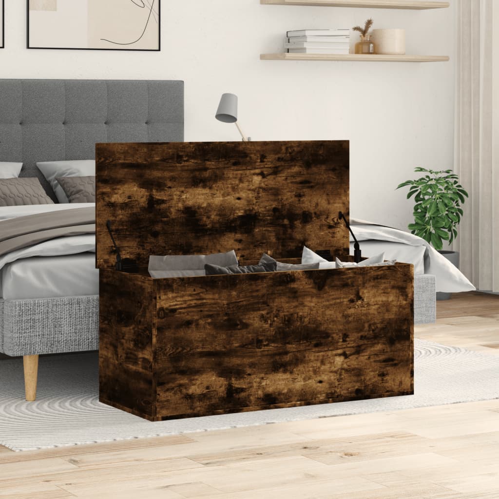 Boîte de rangement chêne fumé 100x42x46 cm bois d'ingénierie - XIOS