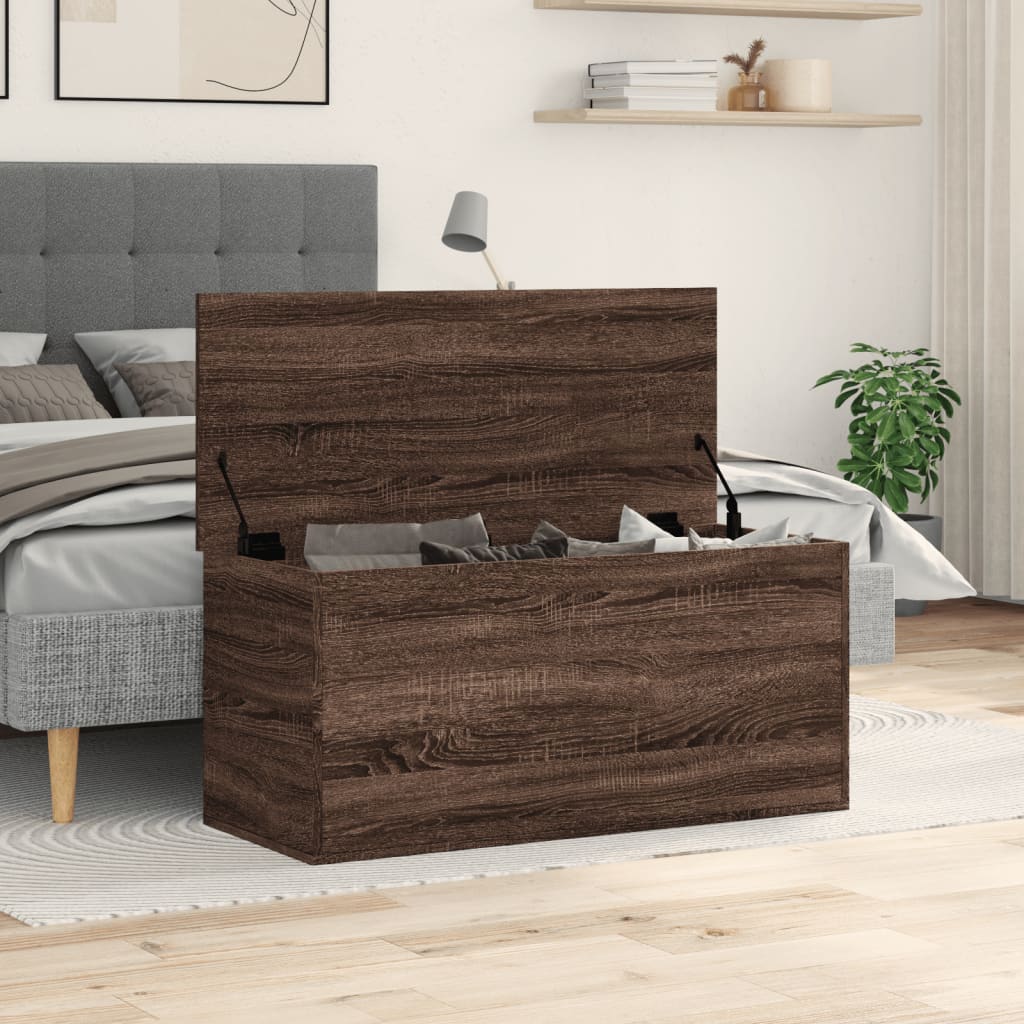 Boîte de rangement chêne marron 100x42x46 cm bois d'ingénierie - XIOS