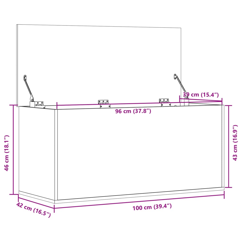 Boîte de rangement chêne marron 100x42x46 cm bois d'ingénierie - XIOS