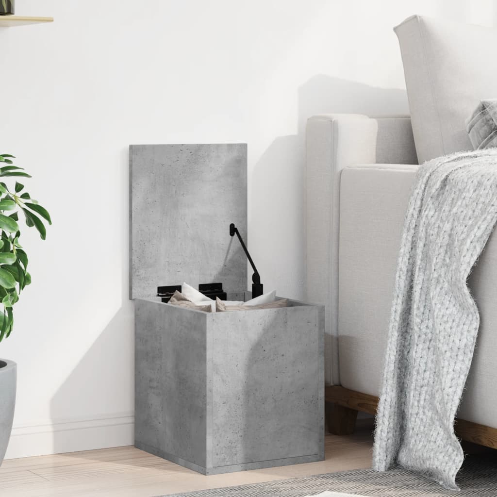 Boîte de rangement gris béton 30x35x35 cm bois d'ingénierie - XIOS