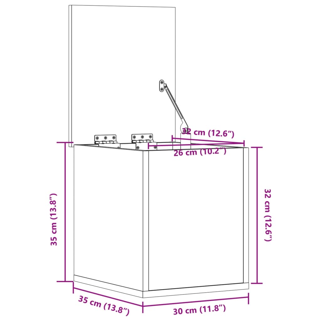 Boîte de rangement gris béton 30x35x35 cm bois d'ingénierie - XIOS
