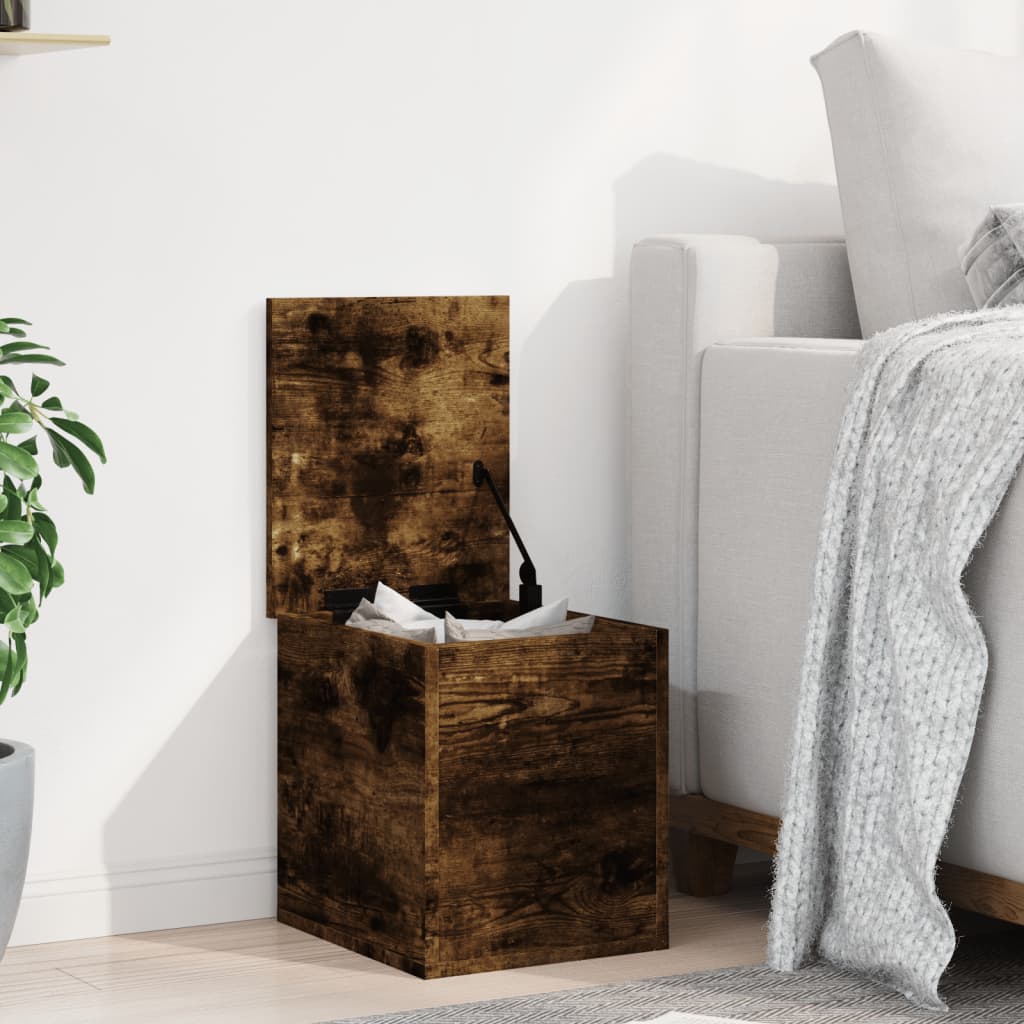 Boîte de rangement chêne fumé 30x35x35 cm bois d'ingénierie - XIOS