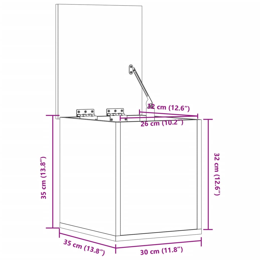 Boîte de rangement chêne fumé 30x35x35 cm bois d'ingénierie - XIOS