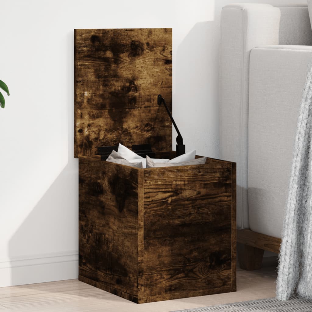 Boîte de rangement chêne fumé 30x35x35 cm bois d'ingénierie - XIOS
